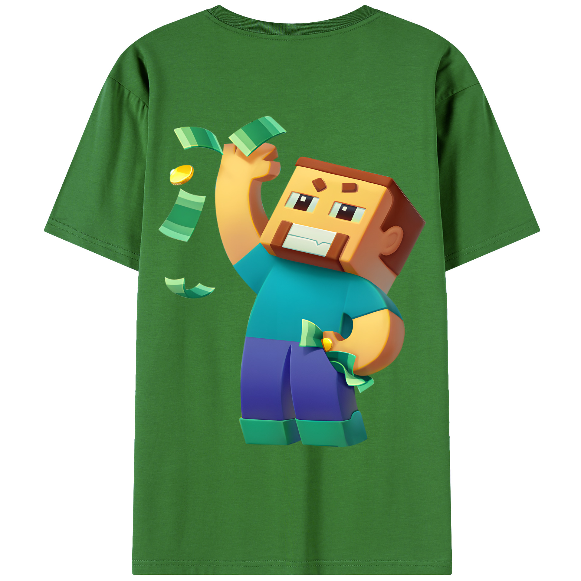 （画像用） マインクラフト ブロックの世界 Minecraft MC Block world レディース半袖Tシャツ(バックプリント)